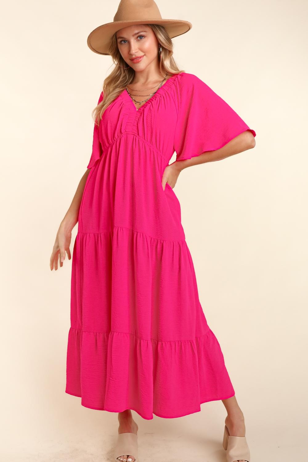 Haptics Tiered Babydoll Maxi Dress with Side Pocket